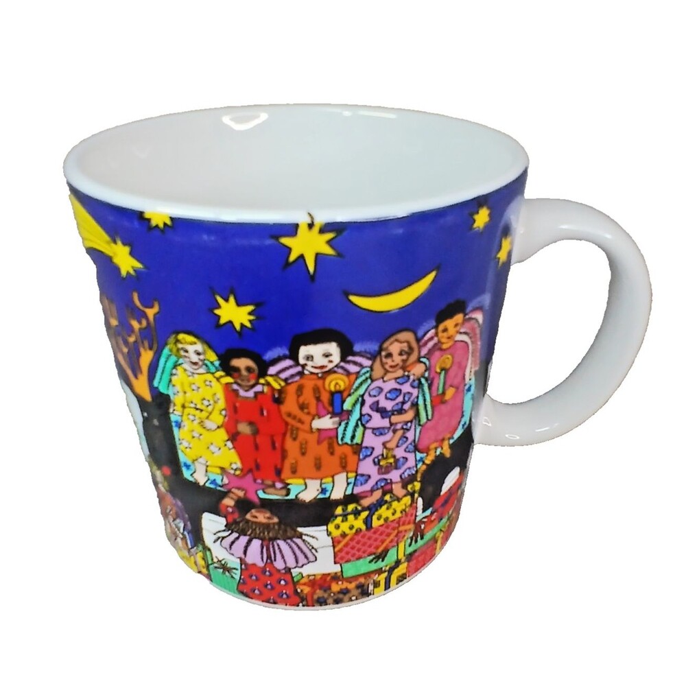 People on Deer by Kiki Vintage Japan Coffee Mug Tea Cup Christmas Holiday